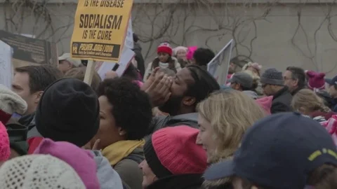 Protest Signs And Marching 8 - Womens March DC Stock Footage 81257503