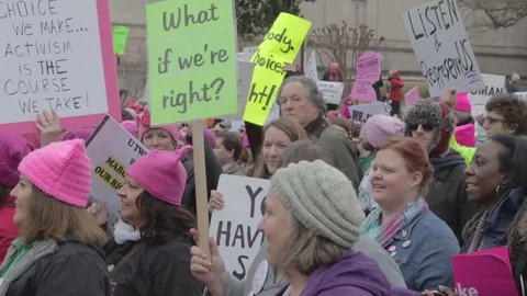 Protest Signs And Marching 9 - Womens March DC Vídeos de archivo 81257504