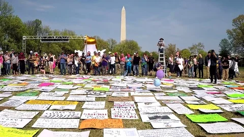 Protest signs in Washington, D.C. Video stock 74697970