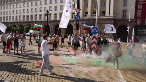 Protest in Sofia against adopting the euro as currency, Sofía, BG - 28 Jun 2025 Stock Footage 312123050