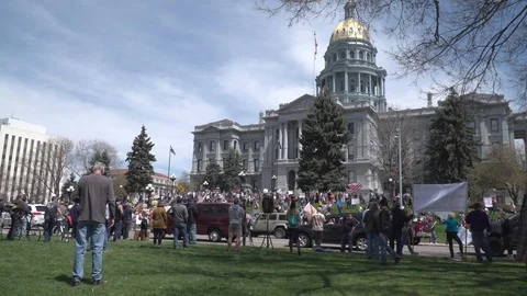 Protest at State Capital Building Video stock 129337485