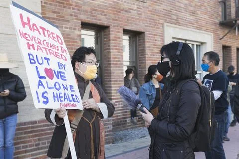 Protest to stop anti-Asian hate Stock Photos