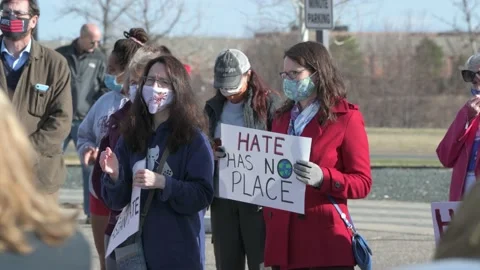 Protest to stop the hate against Asians and remember the Atlanta killings. Video stock 151725667