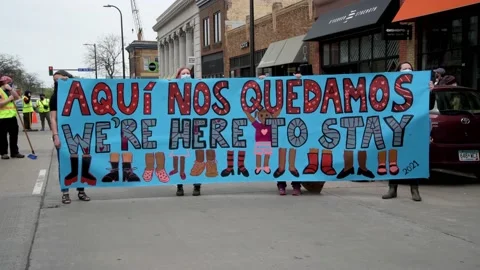 Protest to stop housing evictions during the pandemic Video stock 154712164