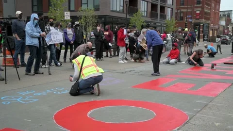 Protest to stop housing evictions during the pandemic Video stock 154716270