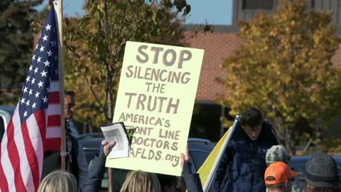 Protest to stop masking and vaxing the children Video stock 164818129