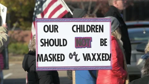 Protest to stop masking and vaxing the children Video stock 164882644