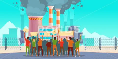 Protest strike against air pollution, eco picket Stock Illustration