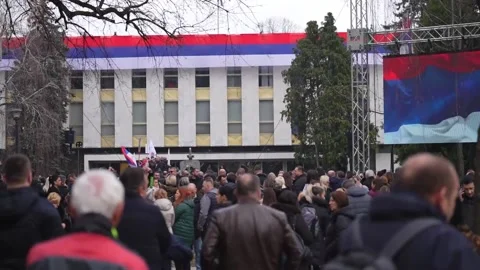 Protest in support of Bosnian Serb secessionist leader sentenced to one year in  Video stock 303001013