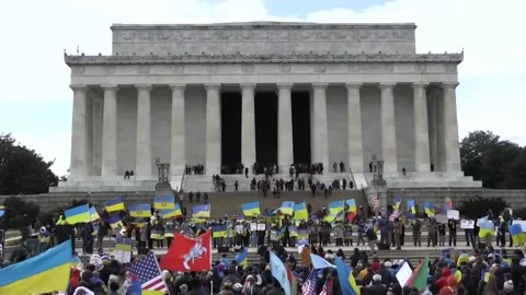 Protest in support of Ukraine outside the White House, WASHINGTON DC, US - 28 Ma Stock Footage 204114050
