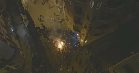 Protest in Tbilisi streets. Protesters interrupt drone. Anti government manifest Stock Footage 294432553