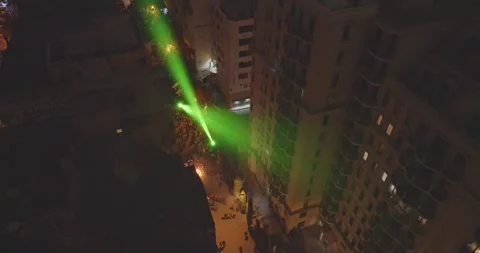 Protest in Tbilisi streets. Protesters interrupt drone. Anti government manifest Stock Footage 294432586
