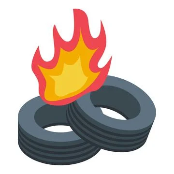 Protest tires fire icon isometric vector. Conflict support Illustrazione stock