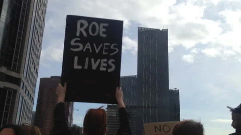 Protest U S State Abortion Bans Roe Saves Lives Sign Stock Footage Stock Footage 157838717