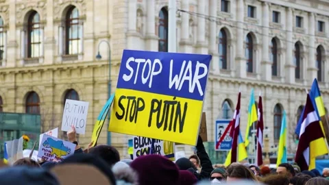 A protest in Vienna to stop the war in Ukraine Stock Footage 171126827