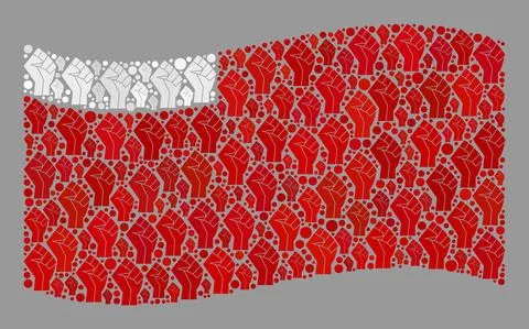 Protest Waving Abu Dhabi Flag - Collage with Fist Elements Stock Illustration