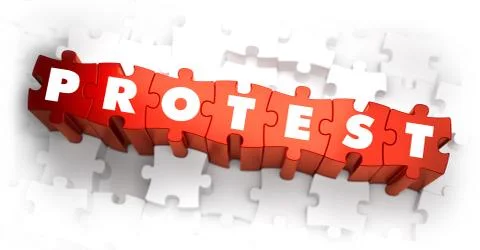 Protest - Word on Red Puzzles Stock Illustration