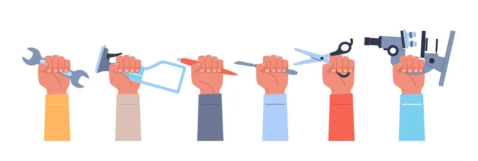 Protest of workers of different professions, doctors and teachers, laborers and Stock Illustration