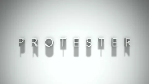 Protester 3D title animation with shadows on a white background Stock Footage 259393559