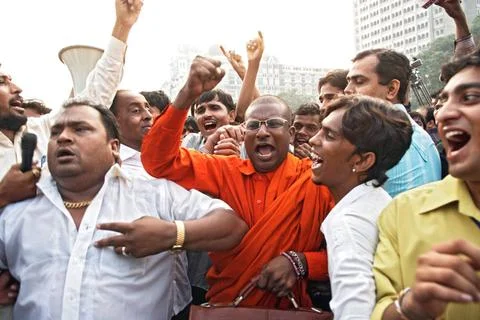 Protester after terrorist attack by deccan mujahedeen in Bombay Mumbai ; M... Stock Photos