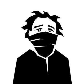 Protester and demonstrator with covered face by scarf. Young person of unknow Stock Illustration