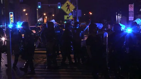 Protester in custody Stock Footage 136127129