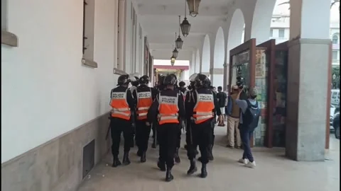 A protester is detained amid protests called by young people in Morocco, Rabat,  Vidéo 317920320