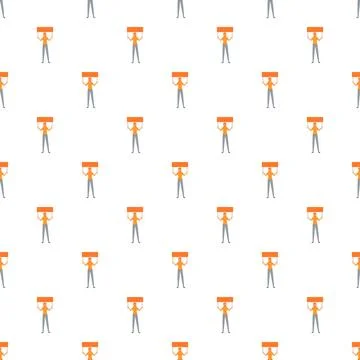 Protester holding blank placard repeating pattern background Stock Illustration