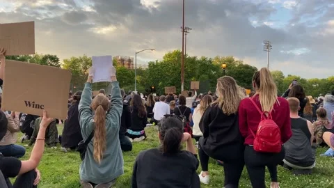 Protester holds sign at Black Lives Matter protest in Brooklyn on June 1, 2020 Stock Footage 131577341
