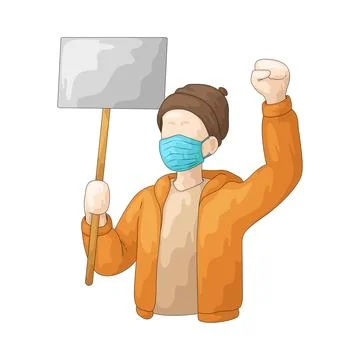Protester with mask illustration Stock-Illustration