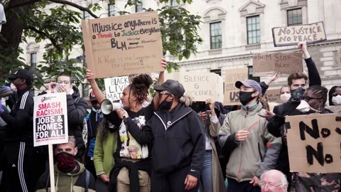 Protester with megaphone Stock Footage 132101813