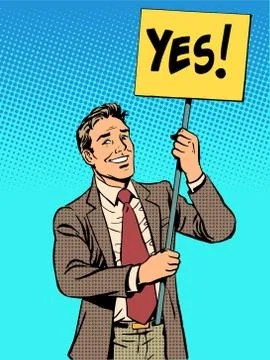 Protester with a poster yes Stock Illustration