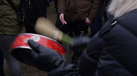 Protester slams in box Stock Footage 61919024