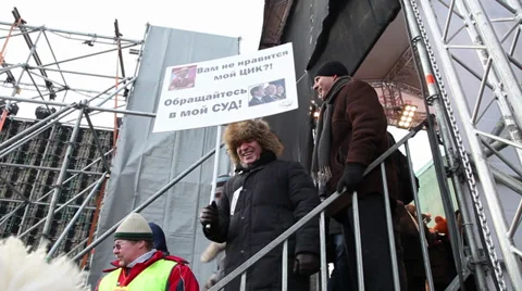 Protester with a transparency Stock Footage 30461671