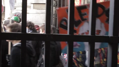 Protesters in Admiralty Arch Stock Footage 3933188