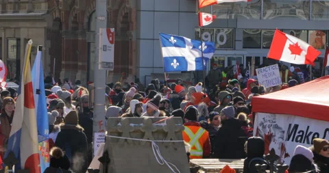Protesters and crowds Dancing to music in Ottawa Protest February 2022 Stock-Footage 170321895