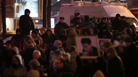 Protesters and police Stock Footage 30461394