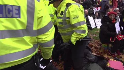 Protesters are arrested in London for supporting Palestine Action (HD version) Stock Footage 321700901
