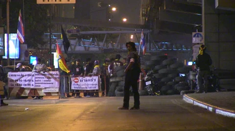 PROTESTERS BLOCK ROADS EMPTY DANGER FORBIDDEN. Stock Footage 38735172