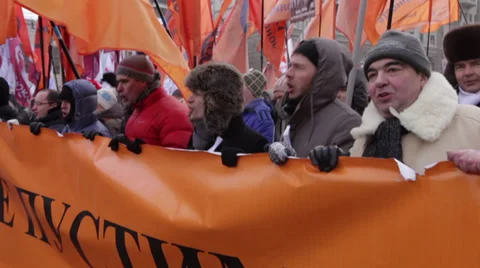 Protesters chant: "Freedom!" Stock Footage 30461294