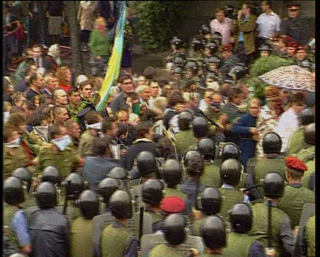 Protesters clash with police Stock Footage 68949339