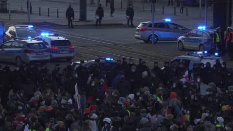 Protesters crowd Stock Footage 150277490