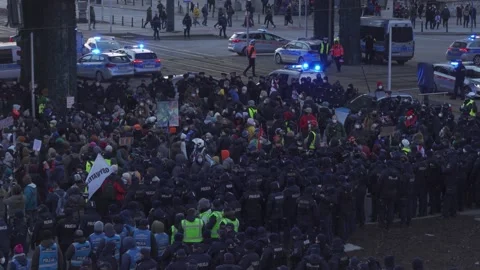 Protesters crowd Stock Footage 150277493
