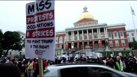 Protesters demand ICE be expelled from Boston, BOSTON, US - 11 Jun 2025 Stock Footage 311033855