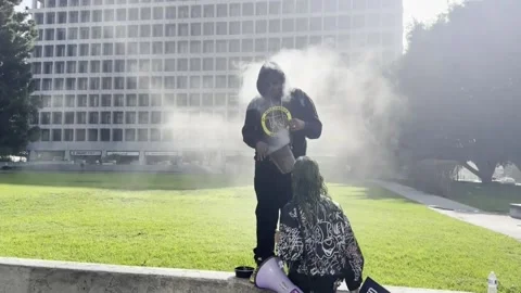Protesters demand reforms to the Los Angeles Police Department, Los Ángeles, US  Stock Footage 323580046