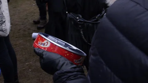 Protesters drum to ! sign Stock Footage 61919154