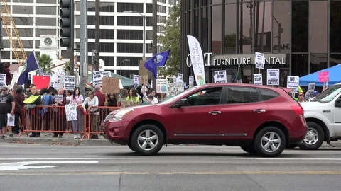 Protesters during a Climate Strike demonstration at the Brazilian Consulate Stock Footage 116783253