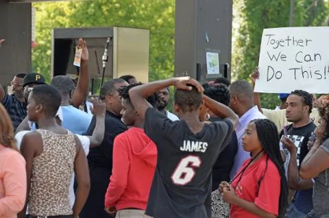 Protesters in Ferguson, Missouri Stock Photos