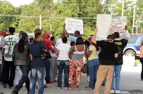 Protesters in Ferguson, Missouri Stock Photos