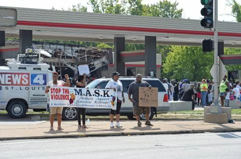Protesters in Ferguson Stock Photos